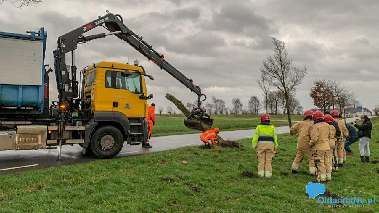 Brandweer verwijderd boom nabij Nieuwolda. #Oldambt