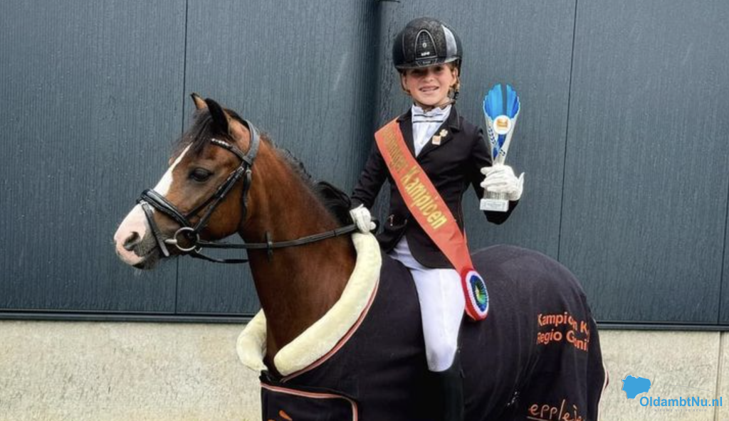 Lisanne Kempen(10) uit Westerlee Groninger Kampioen pony’s dressuur rijden