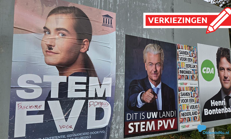 Verkiezingsposters beklad in Winschoten